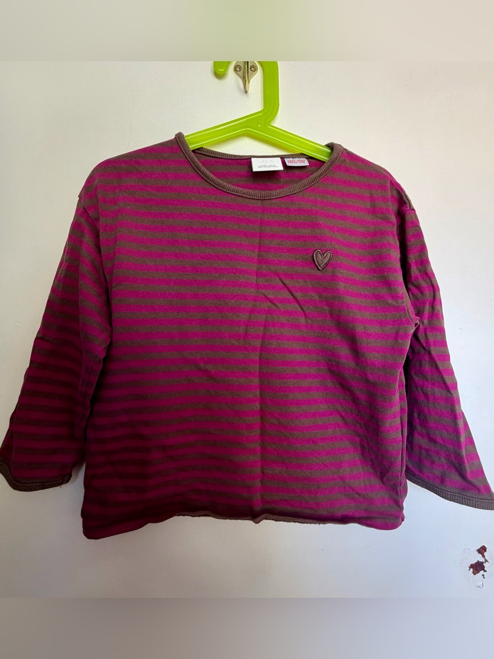Zara Striped Long-Sleeve Tee in Pink and Brown